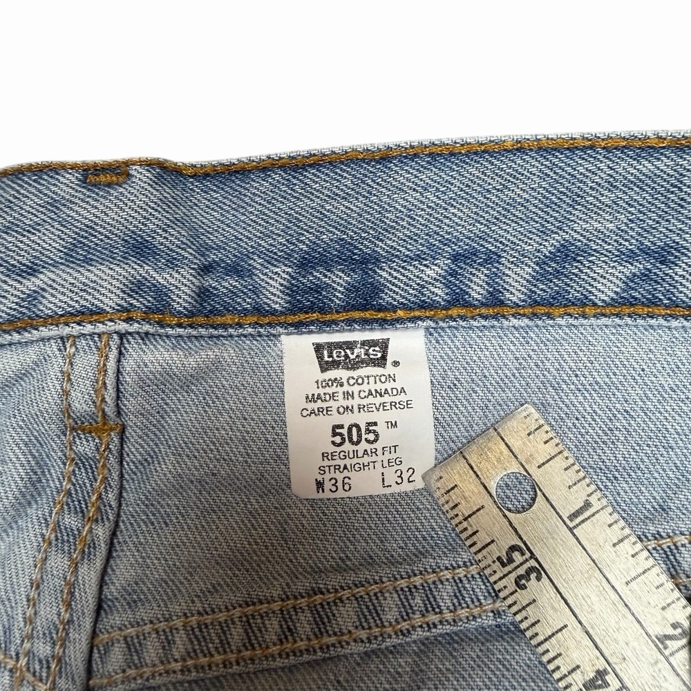 Levi's 505 Men's Jeans Made In Canada Batwings 36x32 Light Wash Straight Leg - Picture 9 of 16